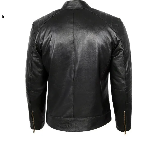Men's Vintage Leather Jacket Slim Fit Biker Jacket for men