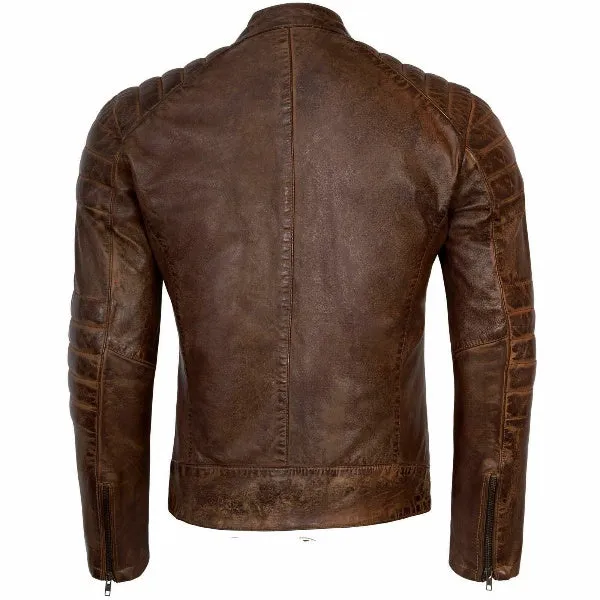 Men's Vintage Leather Jacket Slim Fit Biker Jacket for men