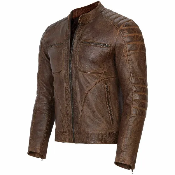 Men's Vintage Leather Jacket Slim Fit Biker Jacket for men