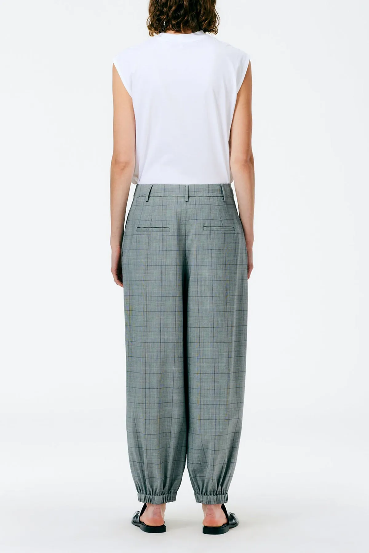 Menswear Suiting Pleated Balloon Pant in White/Black Multi