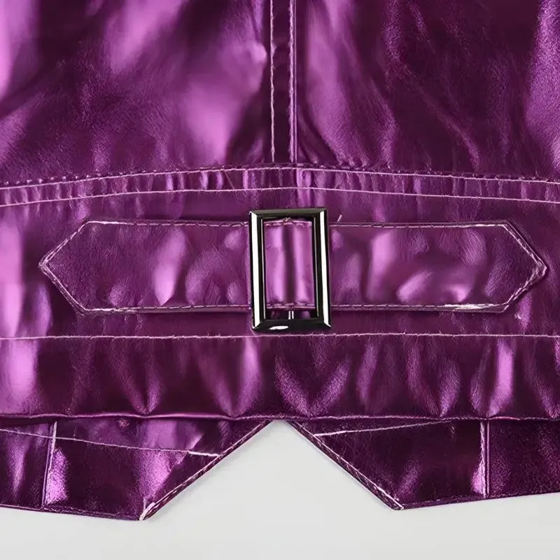 Metallic Fuchsia Faux Leather Jacket for a Disco Cowgirl Look