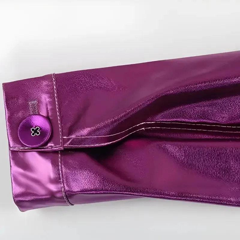 Metallic Fuchsia Faux Leather Jacket for a Disco Cowgirl Look
