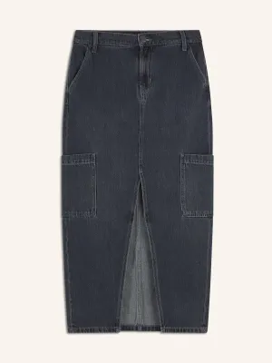 Mid-Rise Cargo Maxi Skirt
