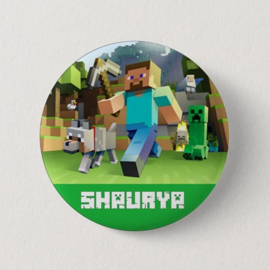 Minecraft theme Button Badges - Pack of 5