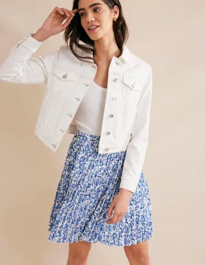 Mini Pleated Skirt-Porcelain Blue, Pansy Bloom