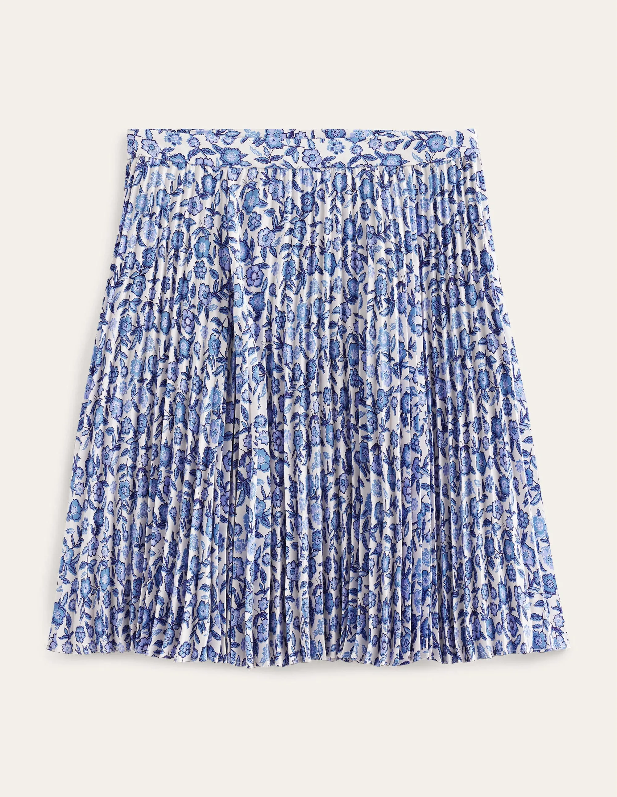 Mini Pleated Skirt-Porcelain Blue, Pansy Bloom