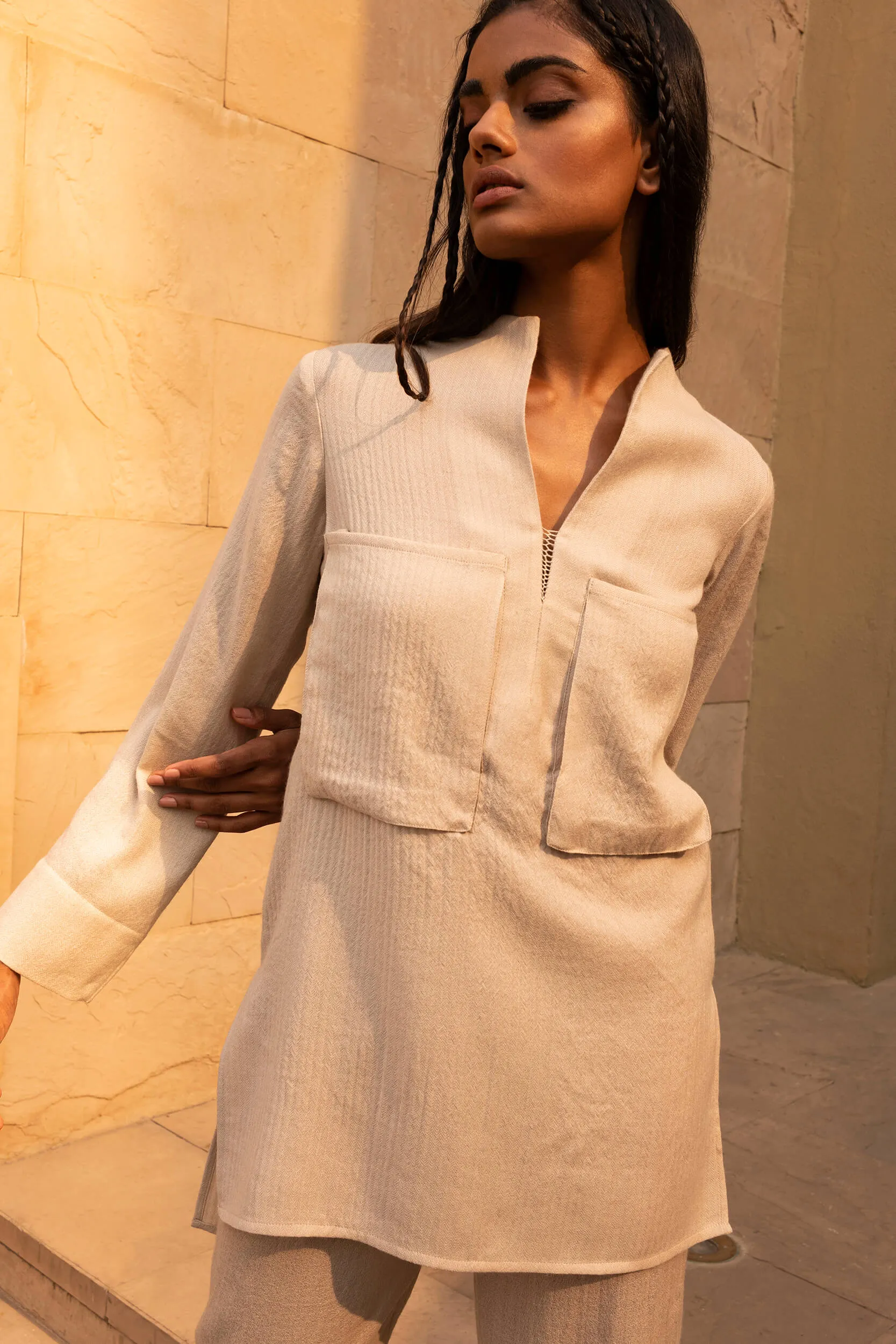 Monaco Woollen Top (Natural)