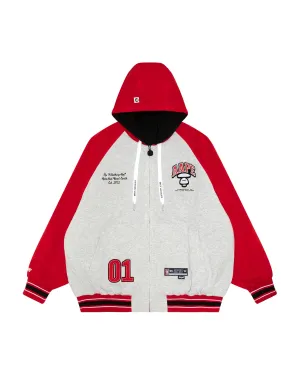 Moonface embroidered reversible zip-up hoodie