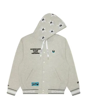 Moonface logo hooded varsity jacket