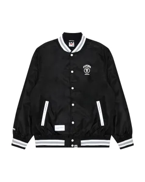 Moonface patch jersey baseball jacket