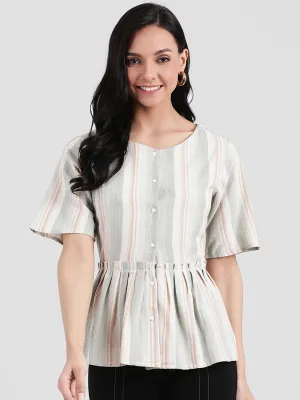 Multi Colored Striped Peplum Top