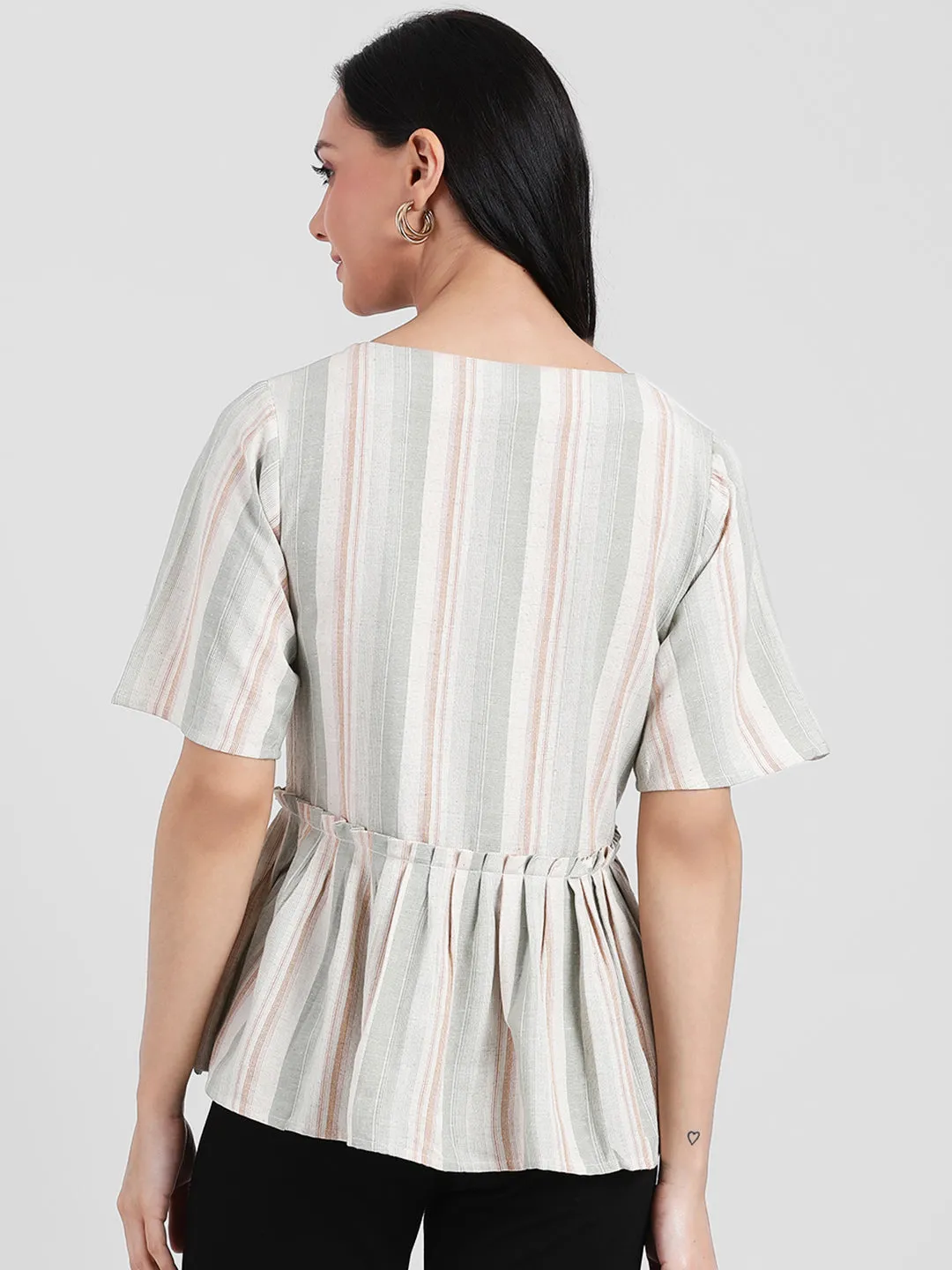 Multi Colored Striped Peplum Top