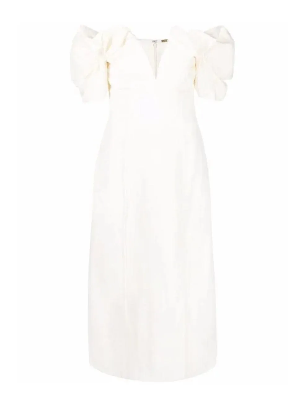 Muna Off Shoulder Ruched Sleeve Midi Dress