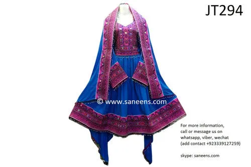 Muslimah Fashion Afghan Clothes In LIght Blue Persian Wedding Frocks