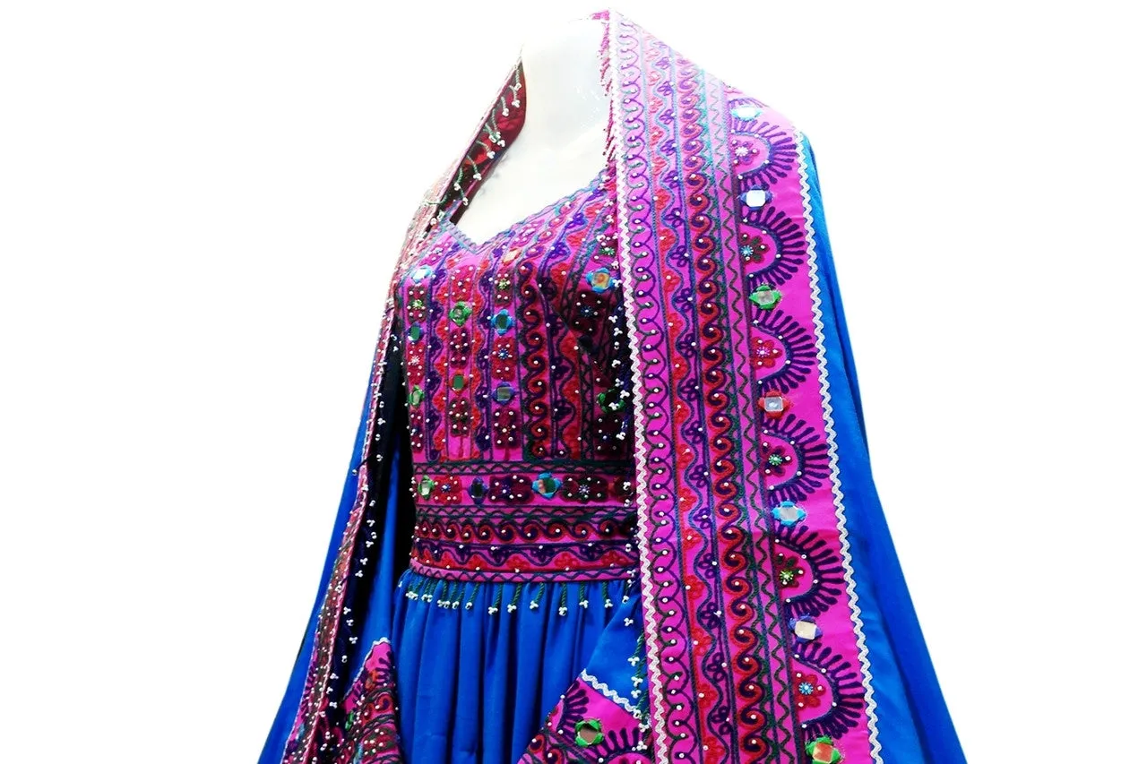 Muslimah Fashion Afghan Clothes In LIght Blue Persian Wedding Frocks