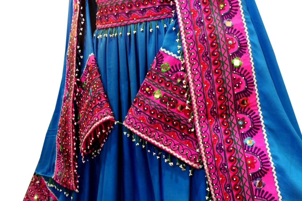 Muslimah Fashion Afghan Clothes In LIght Blue Persian Wedding Frocks