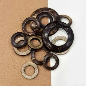 Natural Coconut Shell Ring Buttons 8-Size (15-63mm) 96 Pack