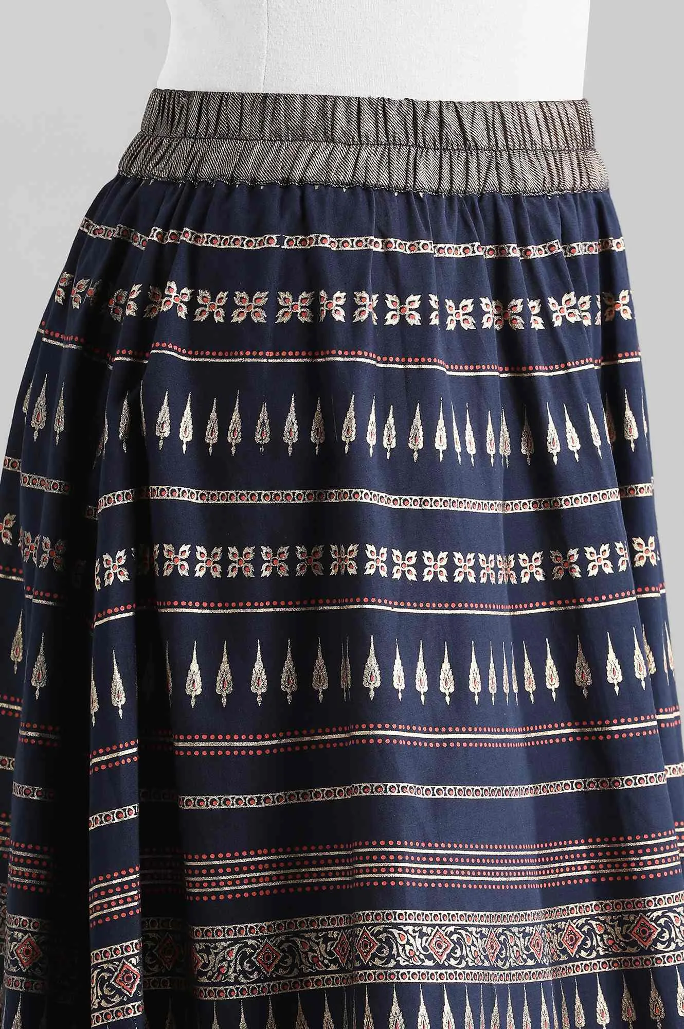 Navy Blue Printed Skirt