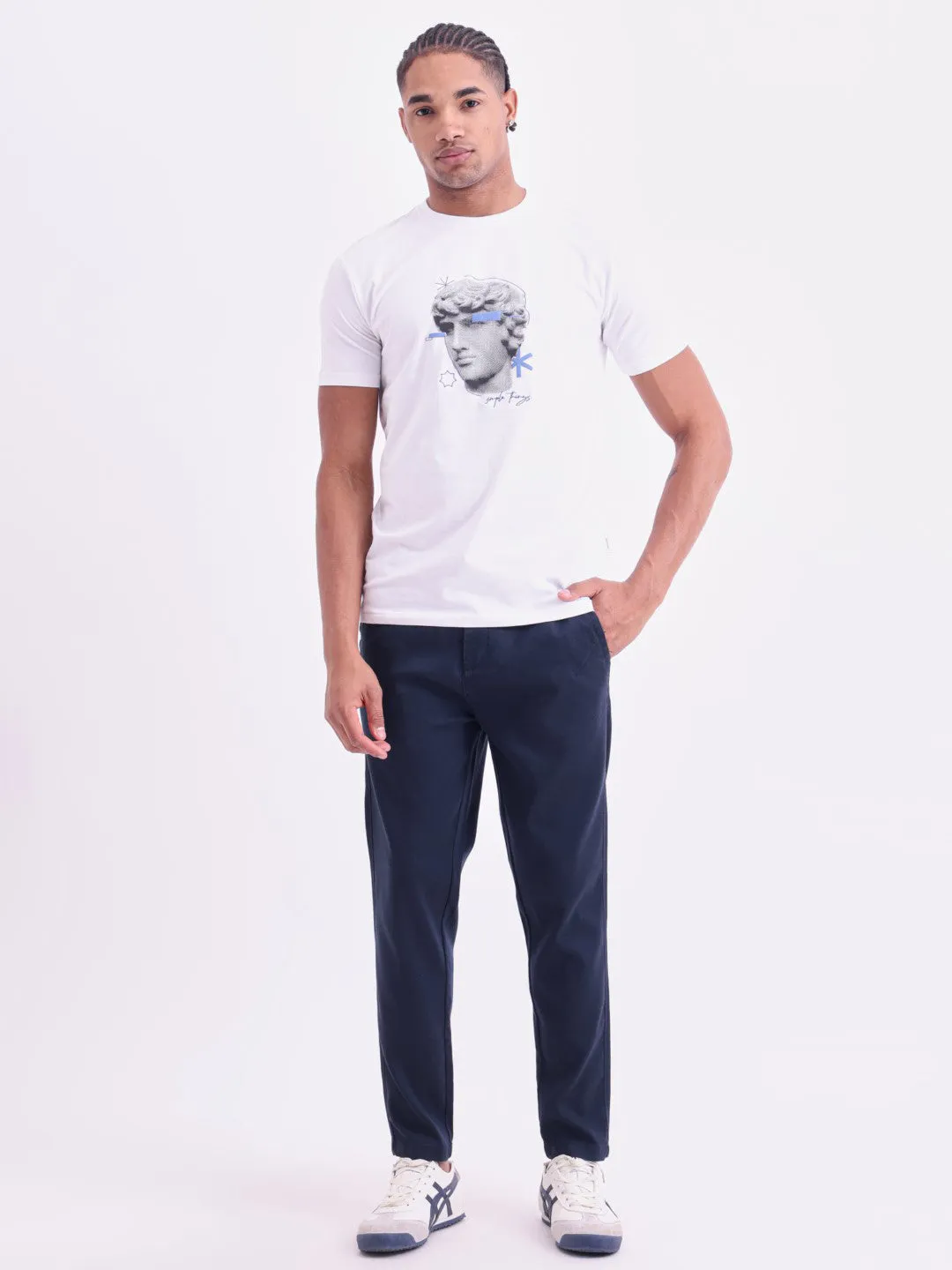 Navy Cotton Stretch Pants