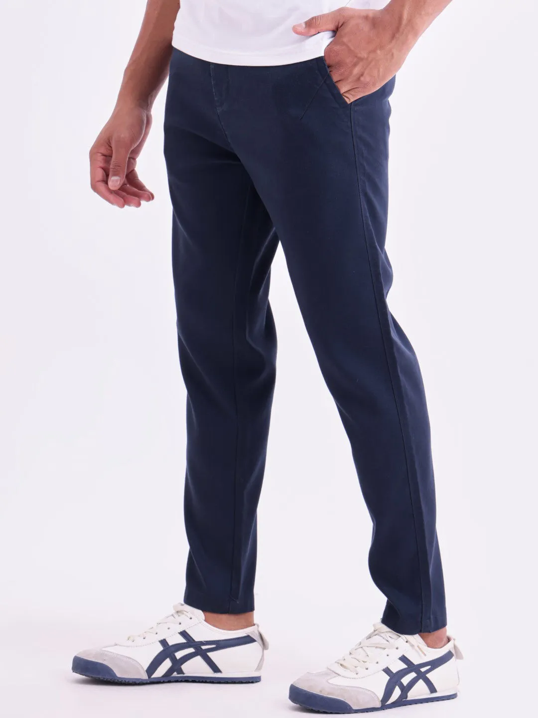 Navy Cotton Stretch Pants