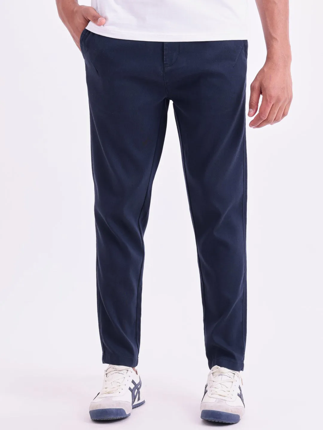 Navy Cotton Stretch Pants