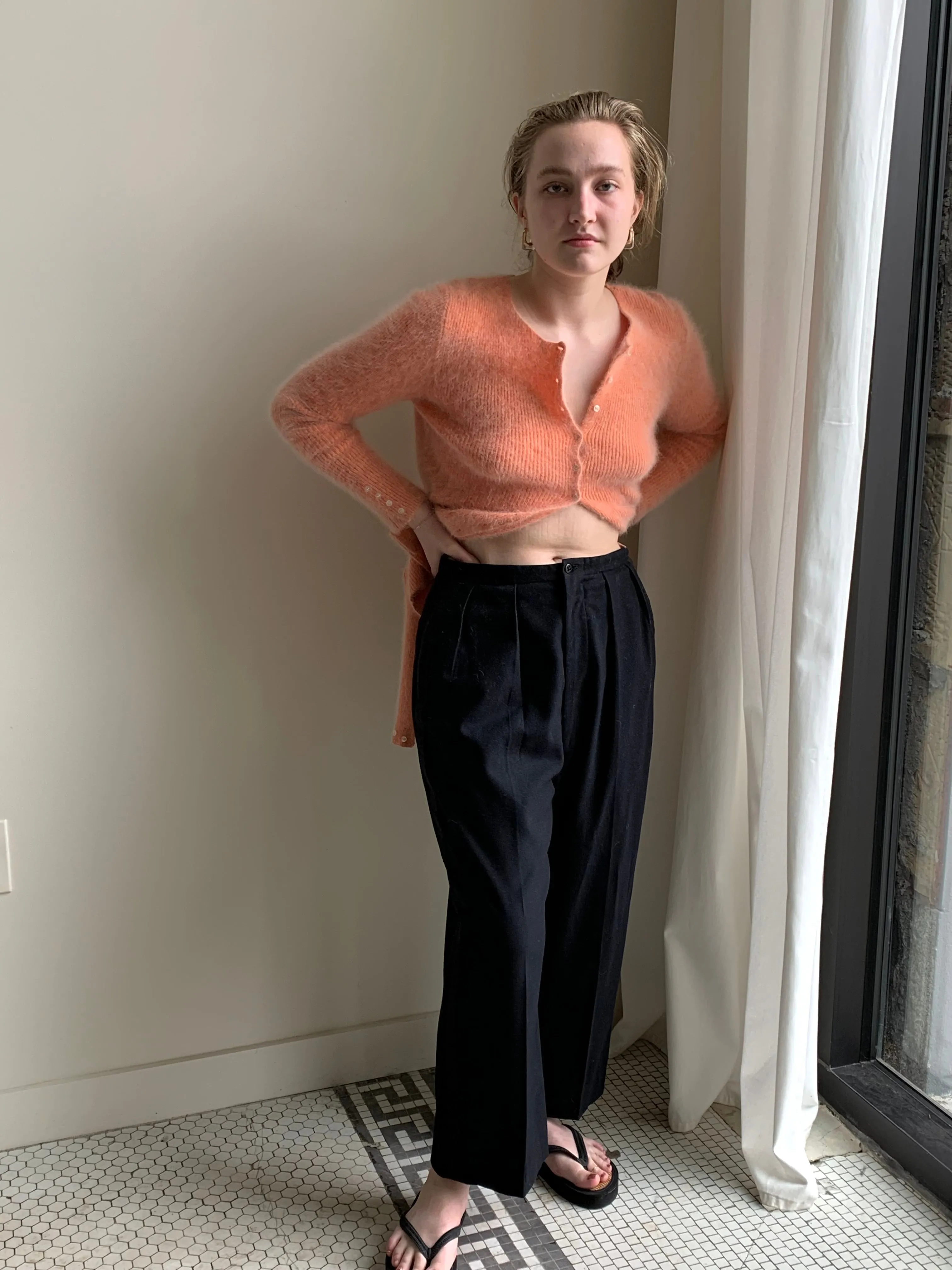 Navy wool trouser pants
