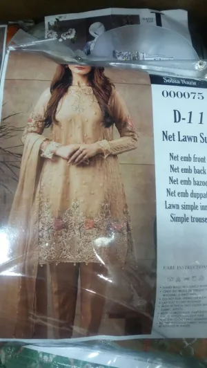 Net lawn dress by sobia nazir Model #L 1155