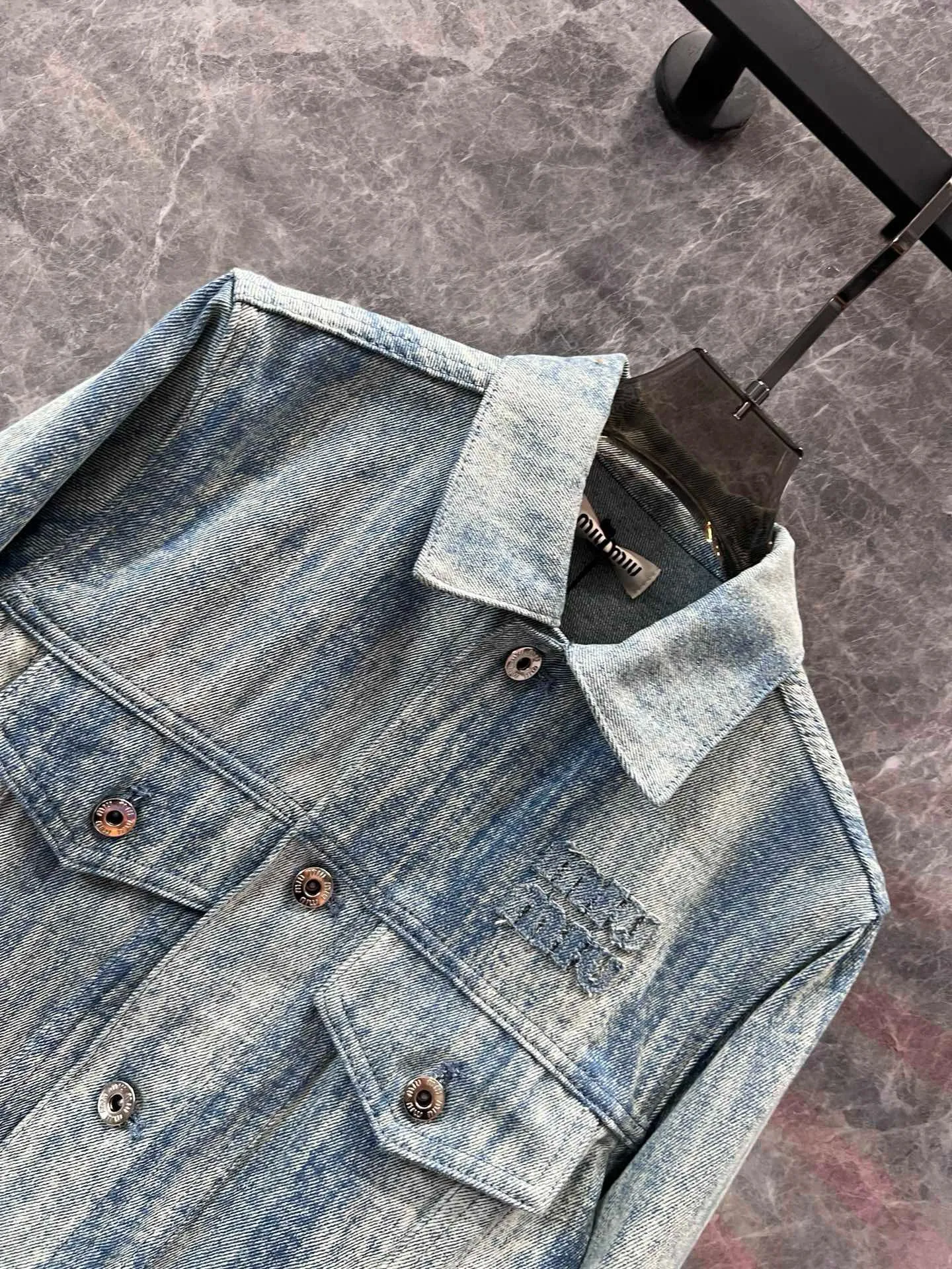 New logo striped tie-dye pocket canvas denim jacket