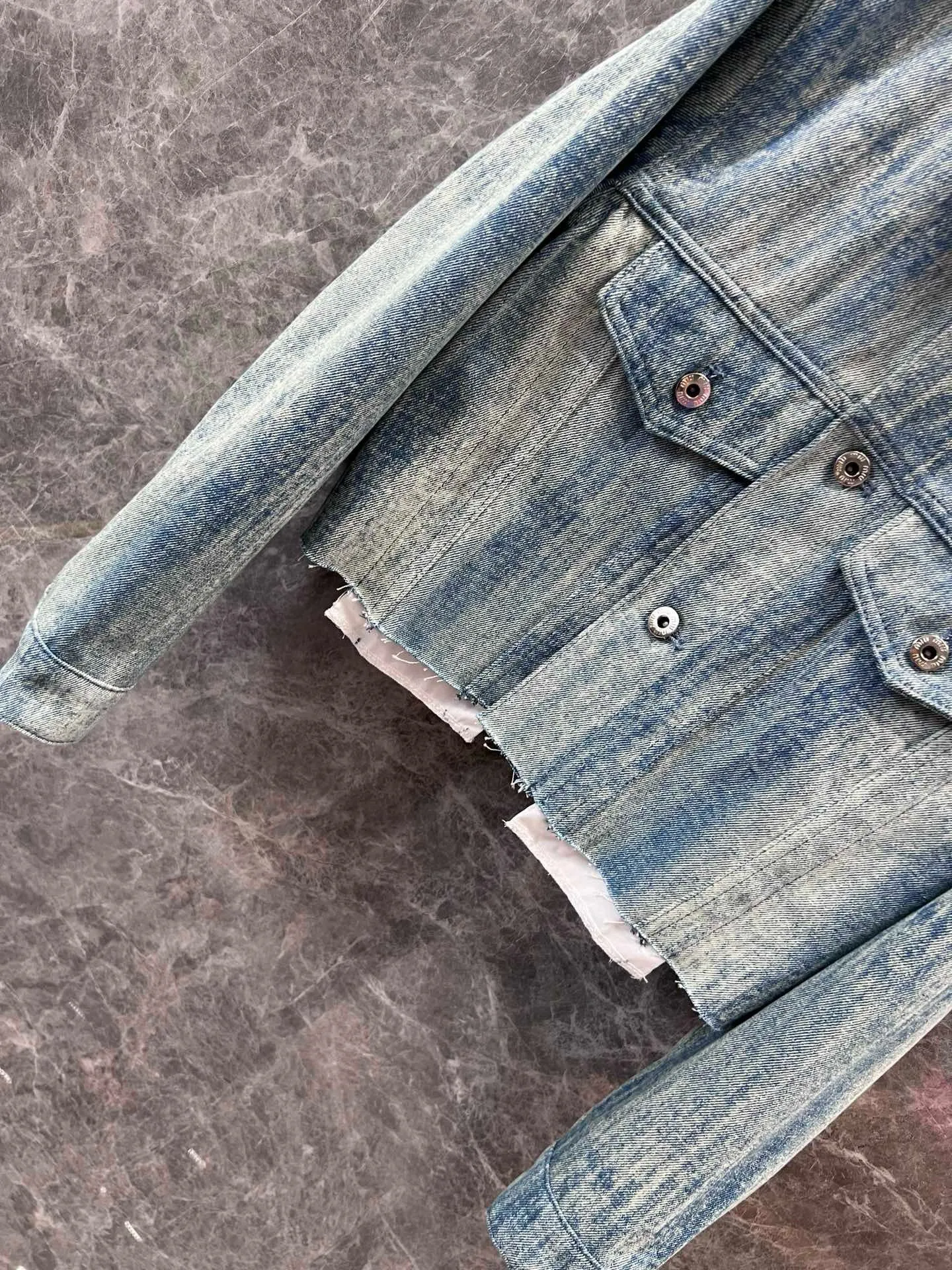 New logo striped tie-dye pocket canvas denim jacket