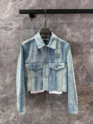 New logo striped tie-dye pocket canvas denim jacket