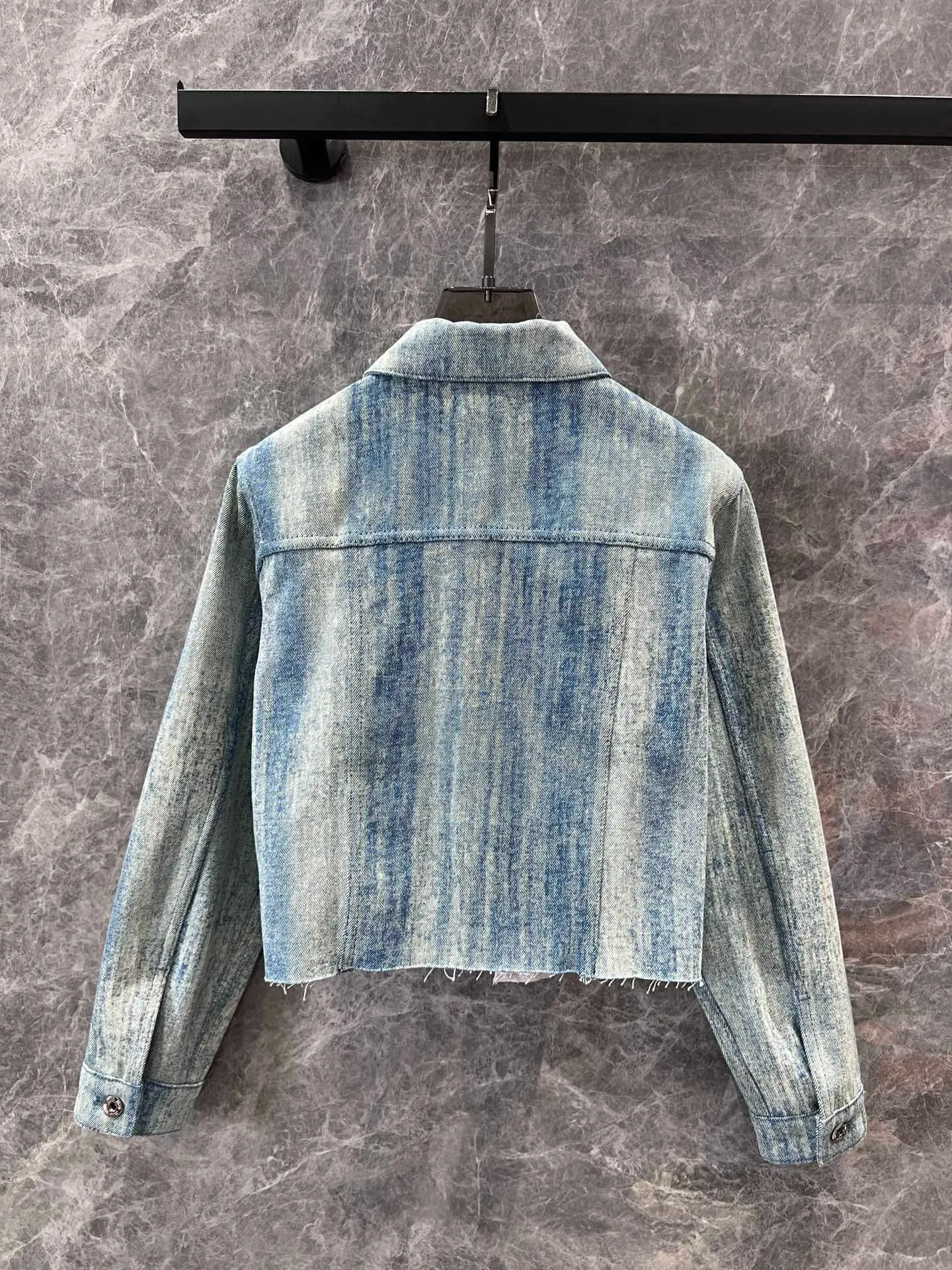 New logo striped tie-dye pocket canvas denim jacket