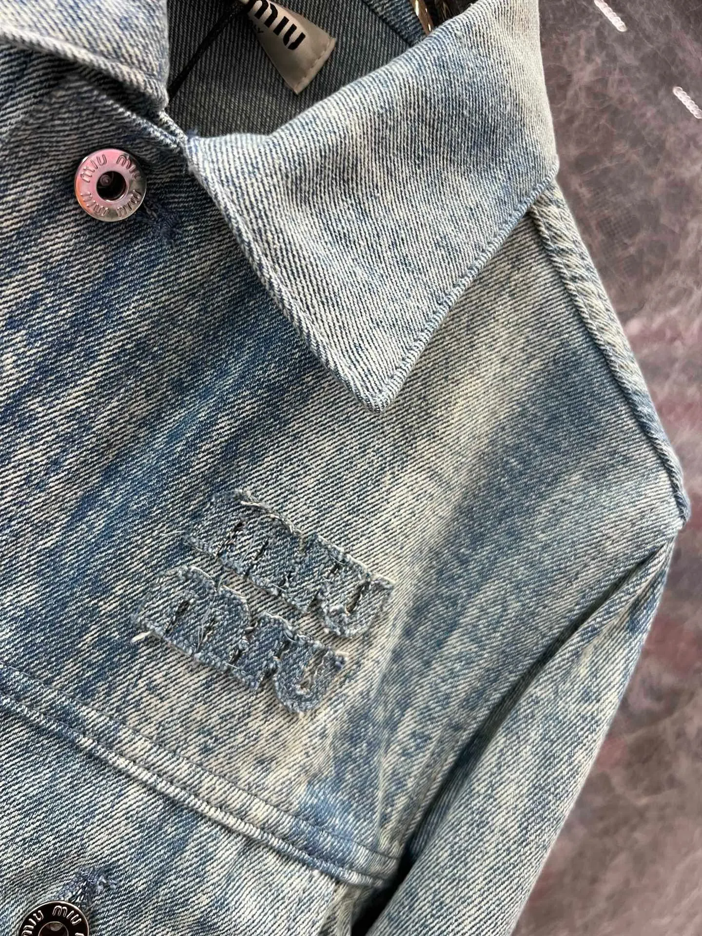 New logo striped tie-dye pocket canvas denim jacket