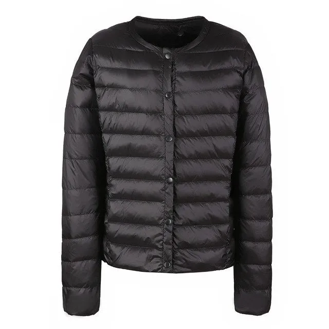 NewBang Brand Down Coat Female Ultra Light Down Jacket Women Thin Slim Windbreaker Without Collar Coat Lightweight Warm Parkas