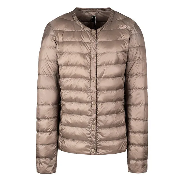 NewBang Brand Down Coat Female Ultra Light Down Jacket Women Thin Slim Windbreaker Without Collar Coat Lightweight Warm Parkas
