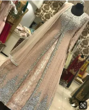 Nikah Bridal Long Maxi In Beautiful Pastel Pink Color Model# B 1798