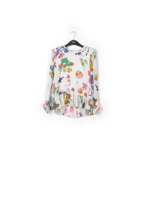 Off white peplum blouse with deer print
