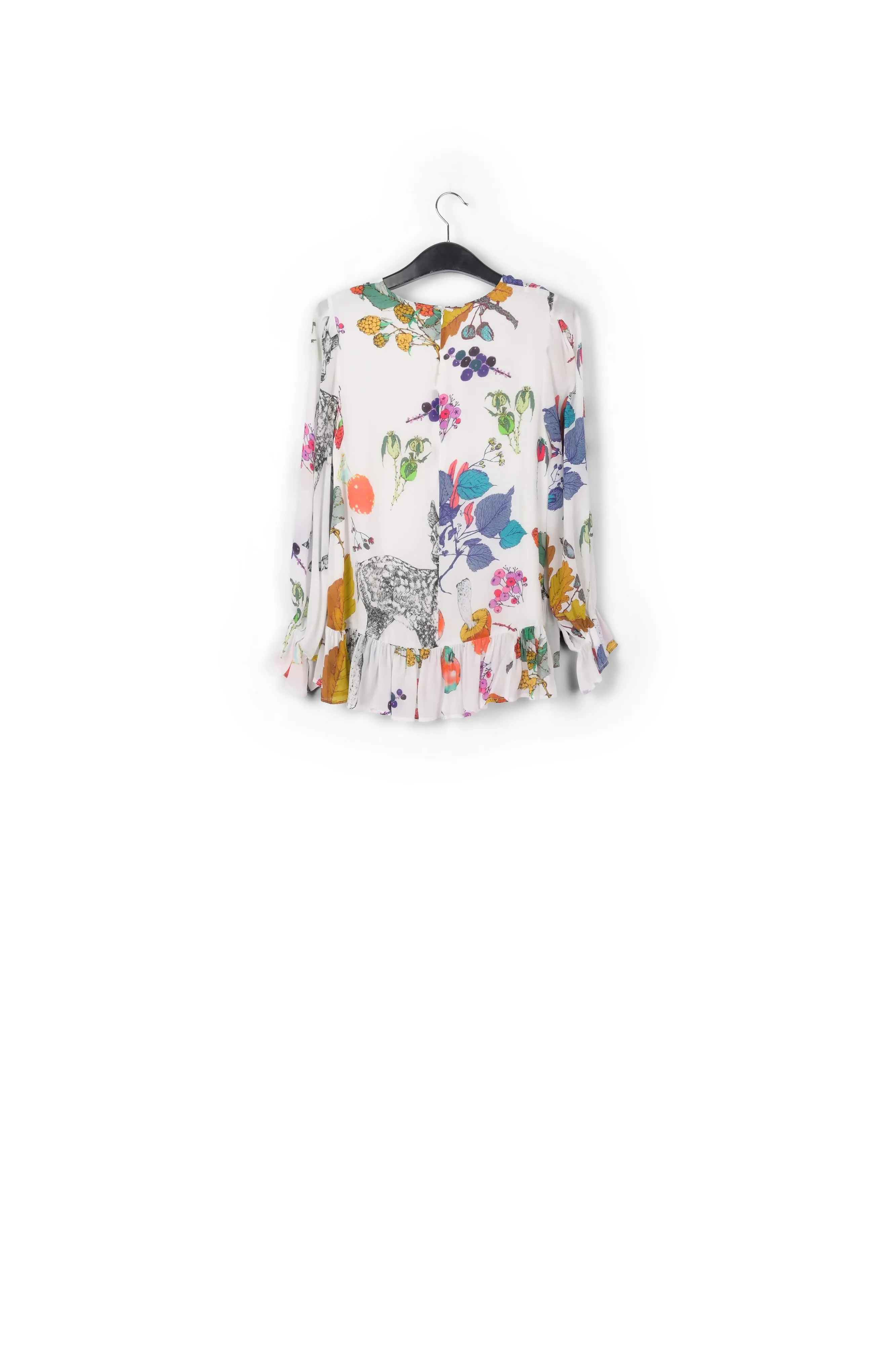 Off white peplum blouse with deer print