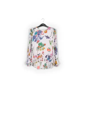 Off white peplum blouse with deer print