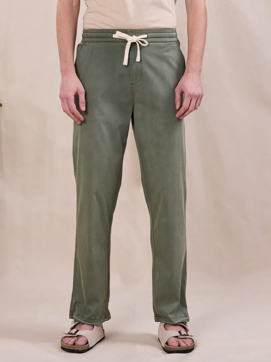 Olive Cotton Stretch Pants