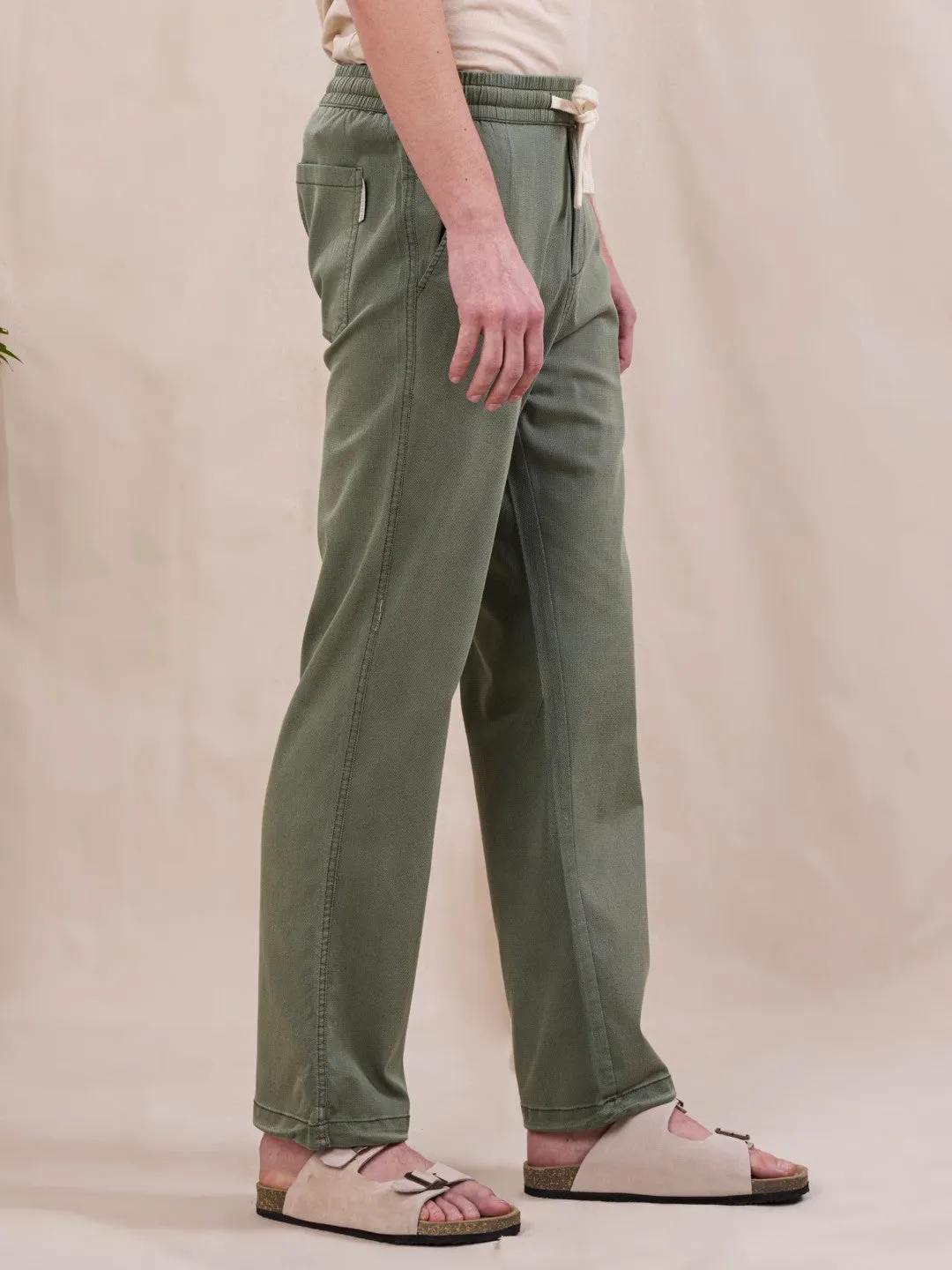 Olive Cotton Stretch Pants