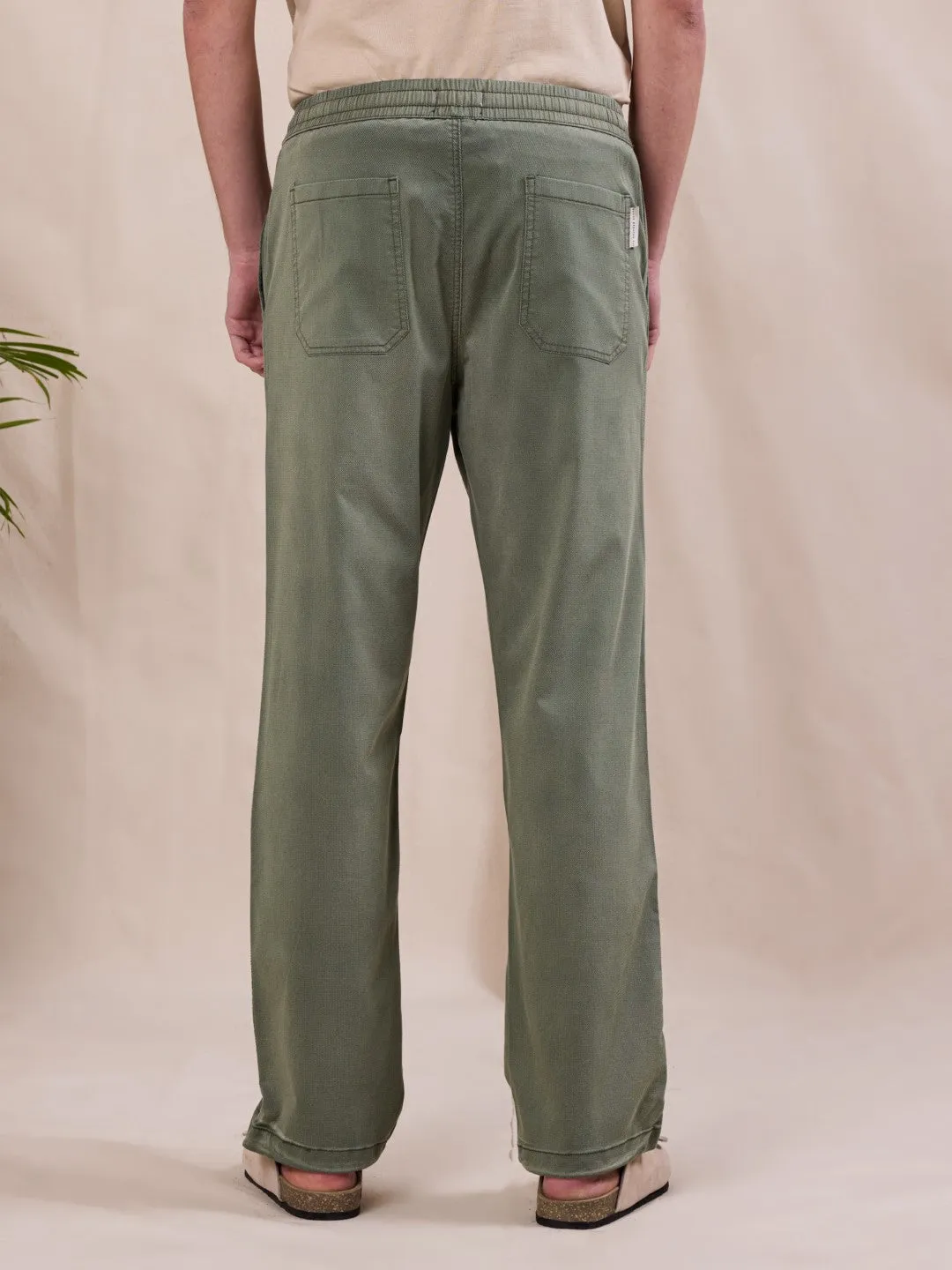 Olive Cotton Stretch Pants