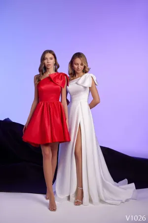 One shoulder dress with bow | Reception party wear dress | KatrinFAVOR