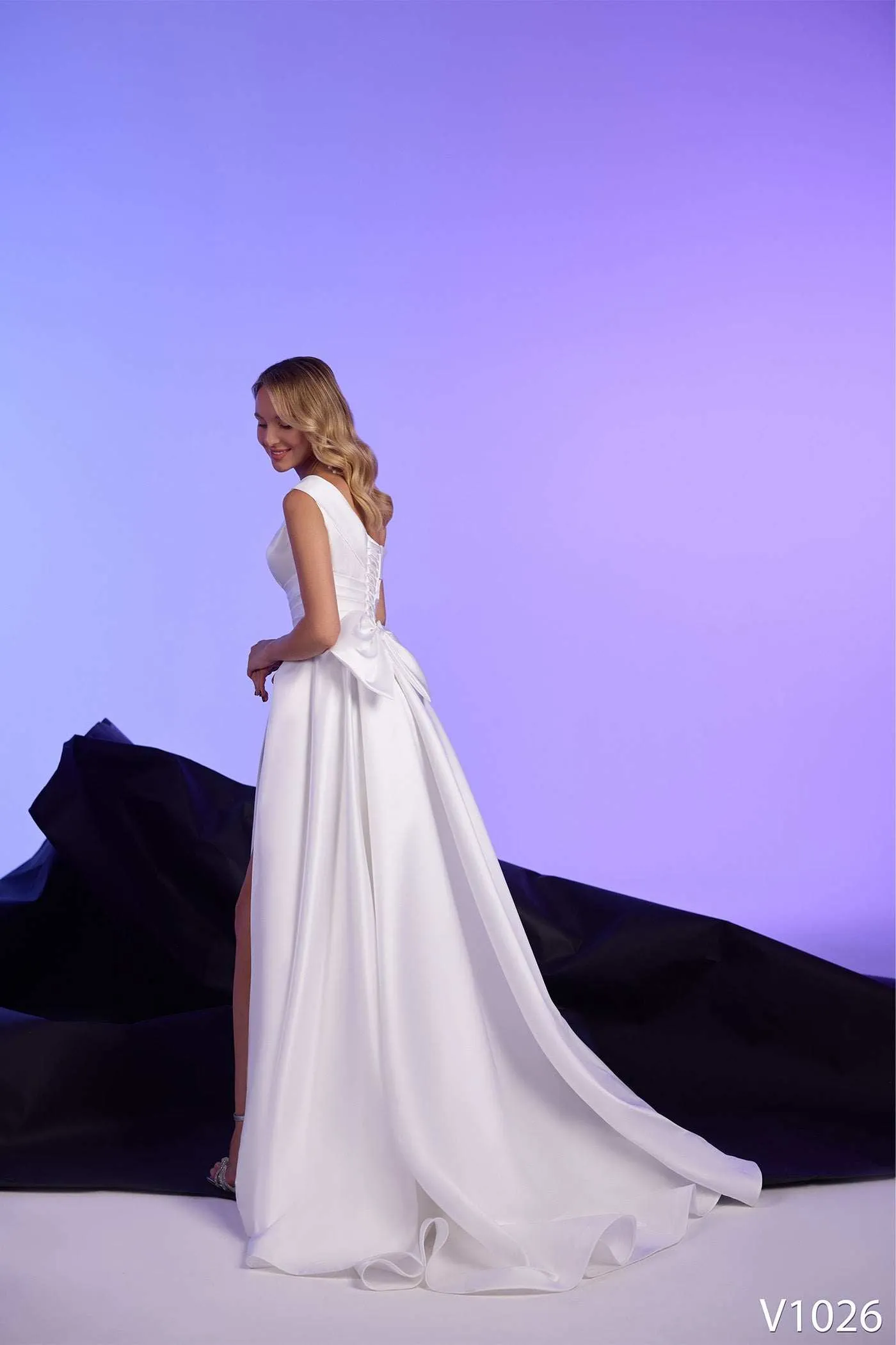 One shoulder dress with bow | Reception party wear dress | KatrinFAVOR