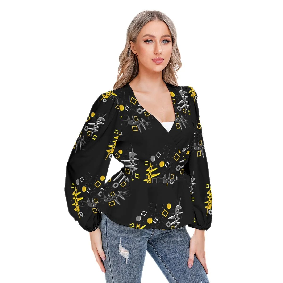 Origen Destination Women's Long-sleeve Flare Peplum blouse