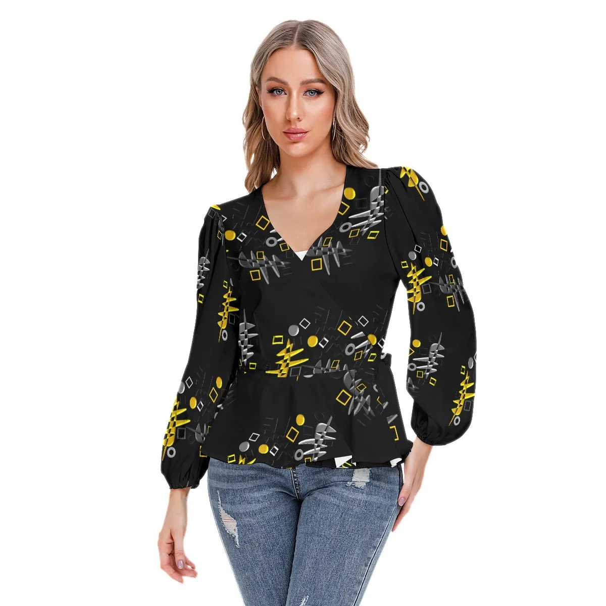 Origen Destination Women's Long-sleeve Flare Peplum blouse