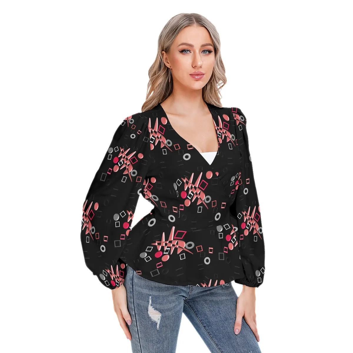 Origen Destination Women's Long-sleeve Flare Peplum blouse