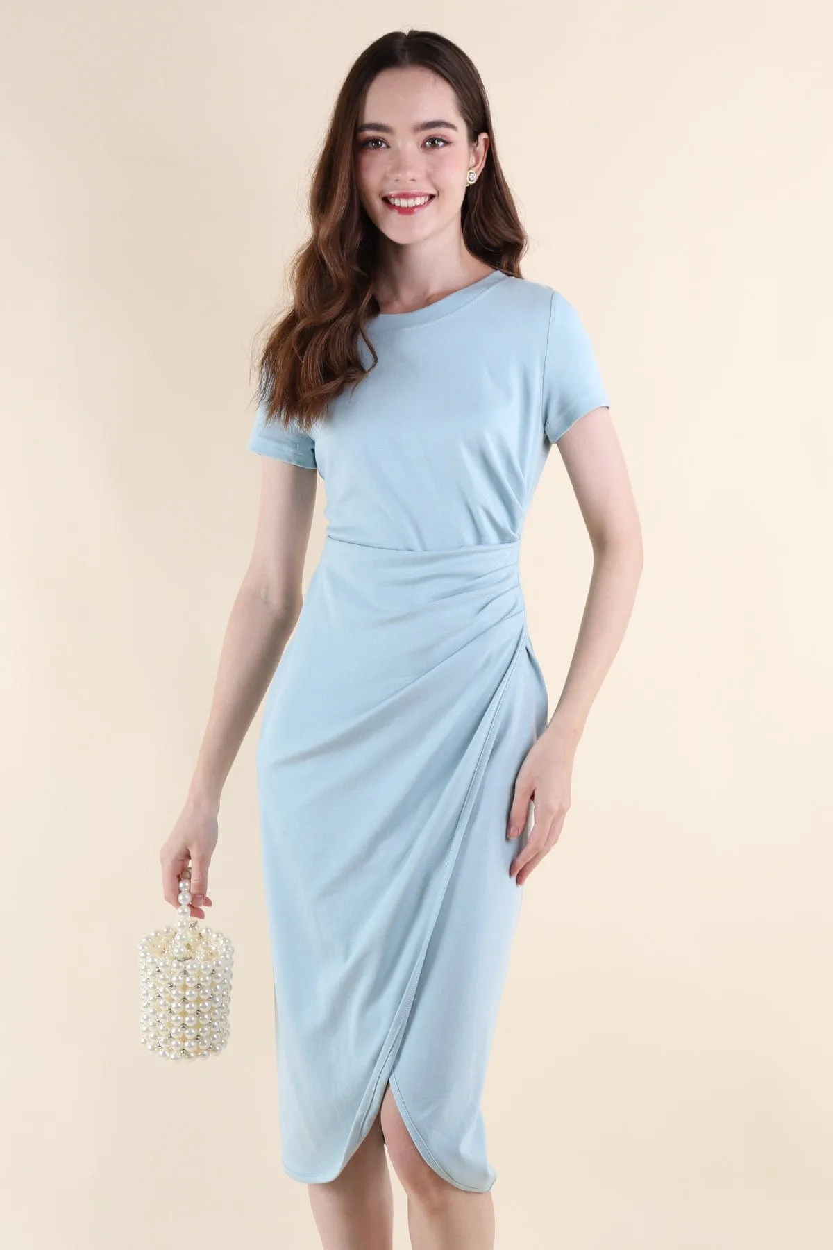 ORION CASUAL SLEEVE DRESS IN BLUE