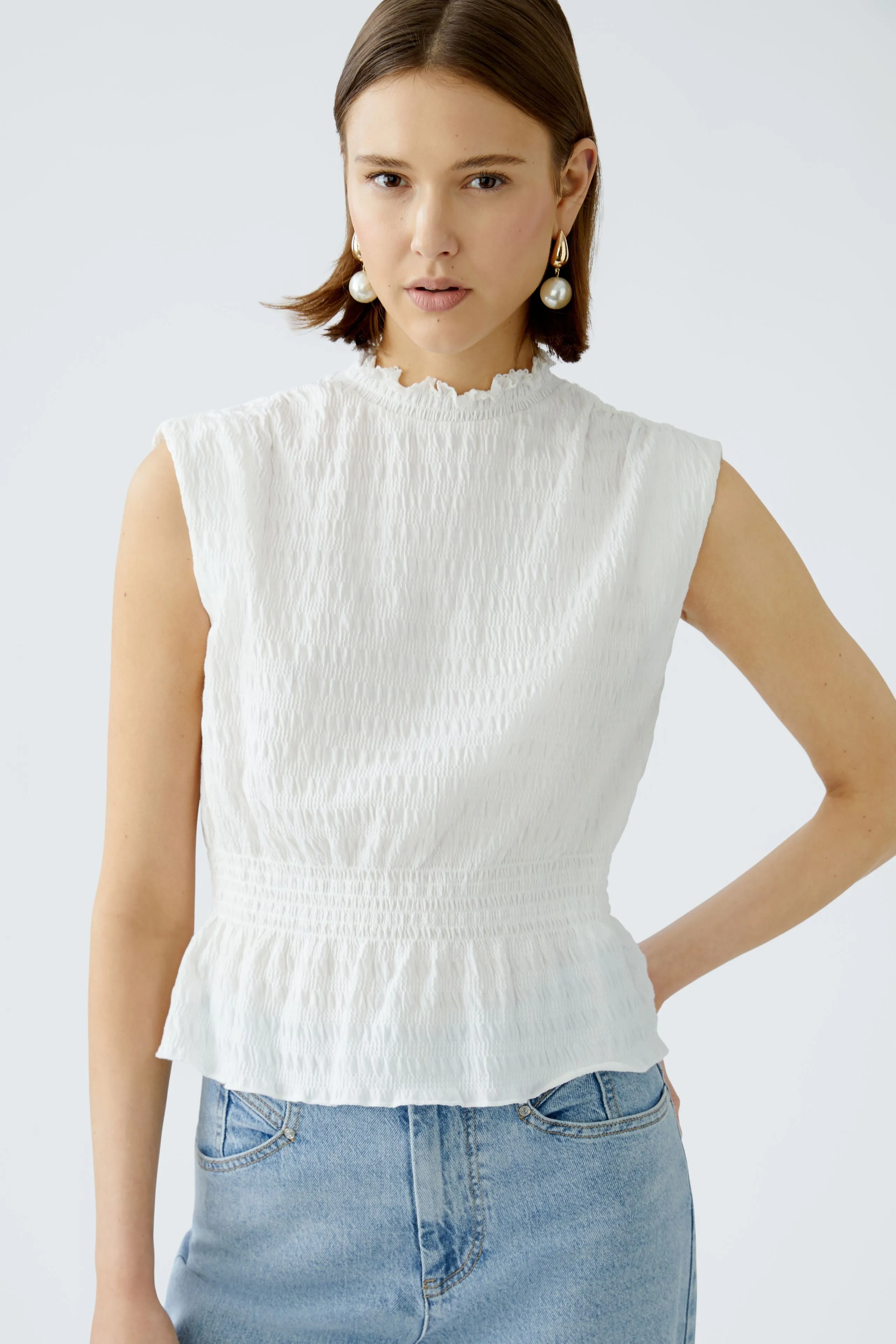 Oui High Neck Peplum Style Top