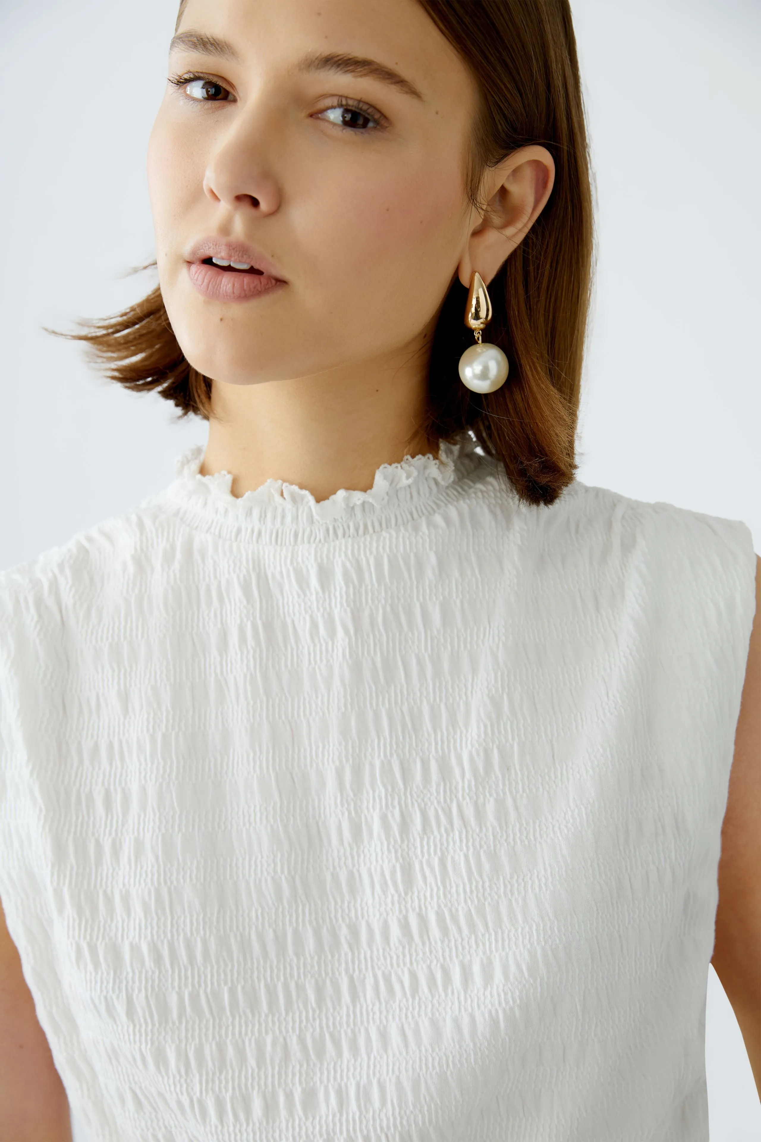 Oui High Neck Peplum Style Top