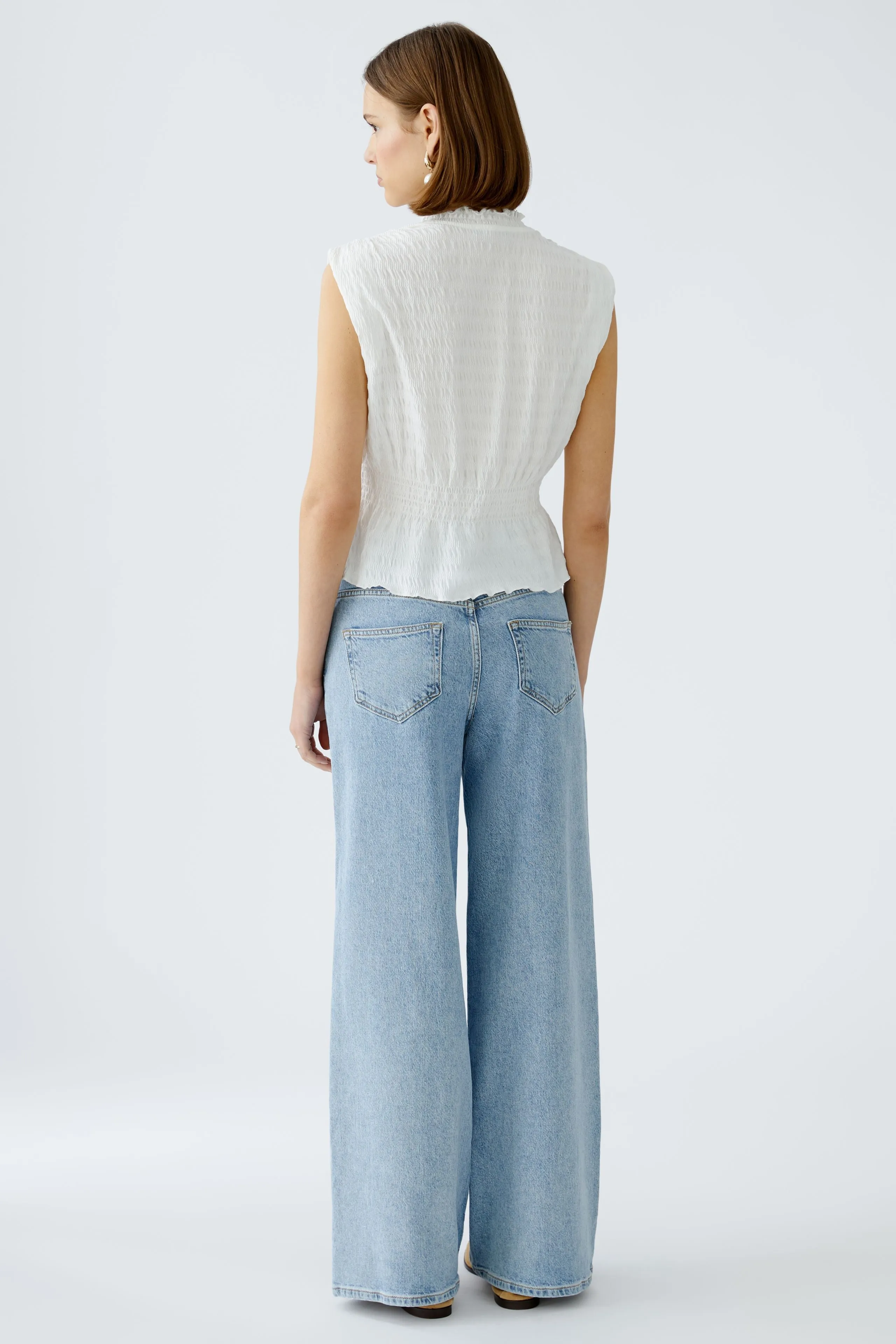 Oui High Neck Peplum Style Top